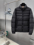 Black Stand-Collar Puffer Jacket | Check-Lined Detail & Everyday Style