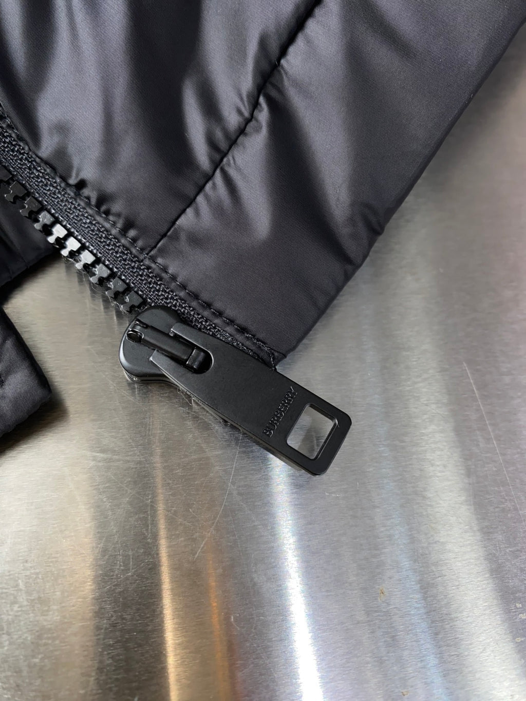 Black Stand-Collar Puffer Jacket | Check-Lined Detail & Everyday Style