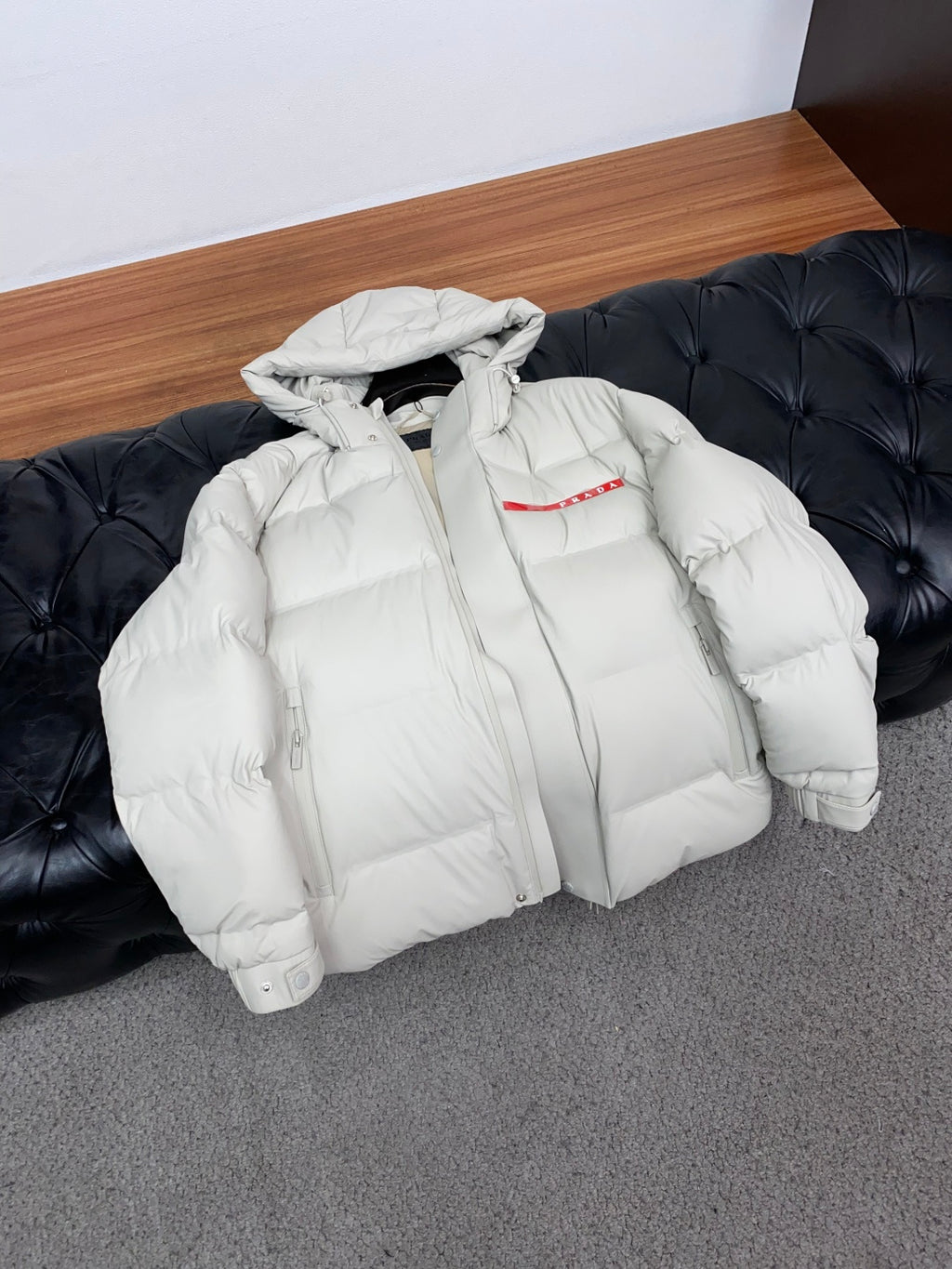 PRADA Hooded Down Jacket | Quilted Design & Modern Urban Style